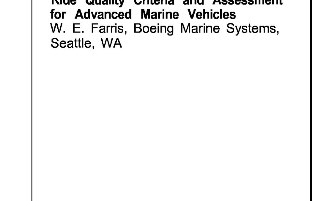 Ride Quality Criteria and Assessment For Advanced Marine Vehicle 71209